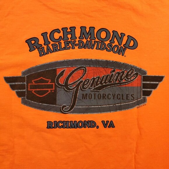 Harley Davidson T-Shirt Question Authority Richmond Virginia Bright Orange XL - Picture 5 of 11